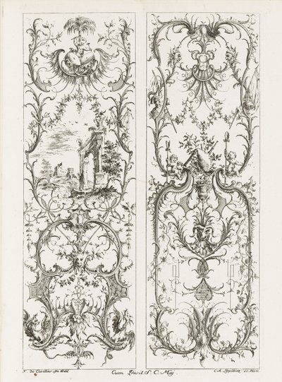Due pannelli verticali da Jean François Cuvilliés
